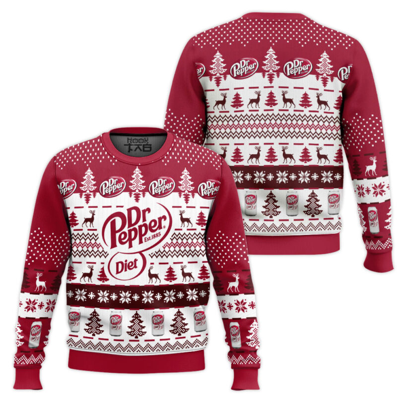 Hooktab Dr Pepper Diet Ugly Christmas Sweater Hooktab Dr Pepper Diet Ugly Christmas Sweater
