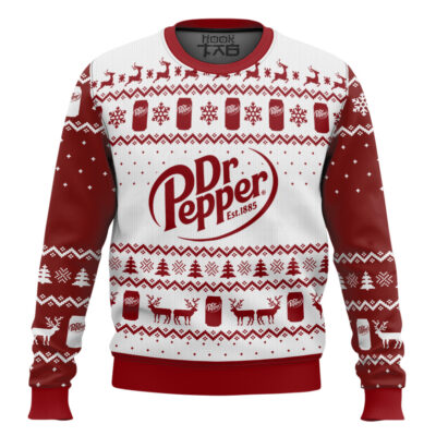 Hooktab Dr Pepper Soda Ugly Christmas Sweater