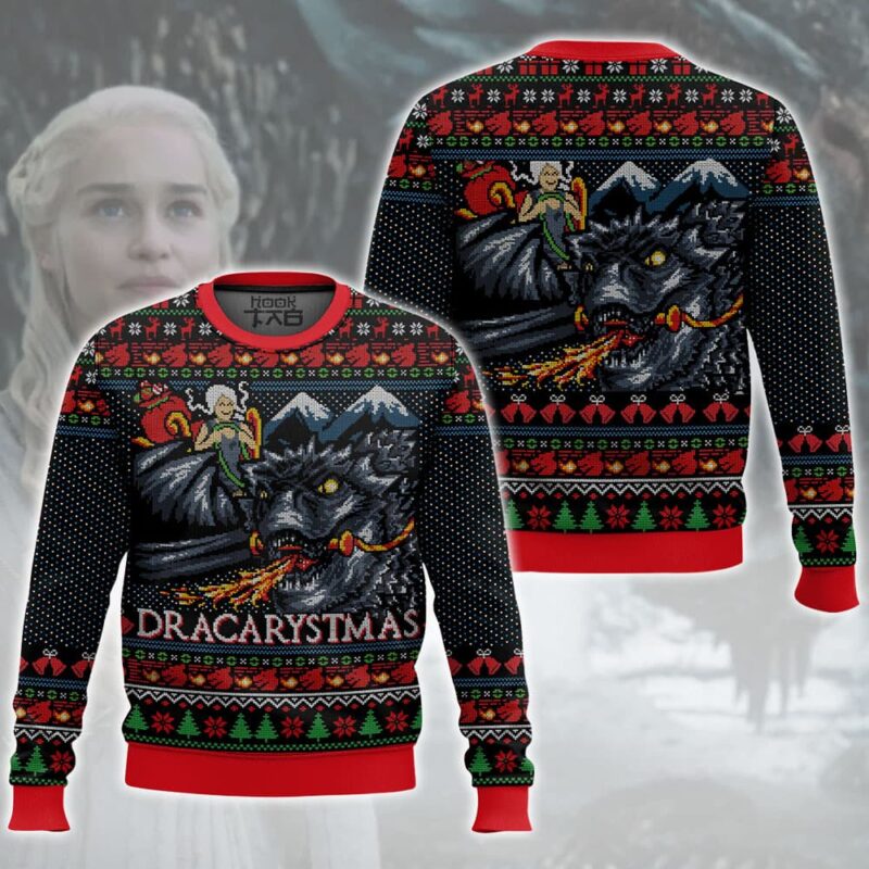 Hooktab Dracarystmas Game Of Thrones Ugly Christmas Sweater Hooktab Dracarystmas Game Of Thrones Ugly Christmas Sweater
