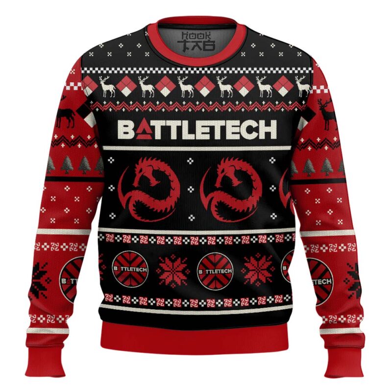 Hooktab Draconis BattleTech Ugly Christmas Sweater