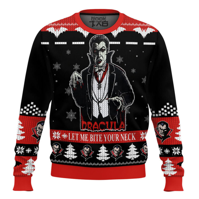 Hooktab Dracula Let Me Bite Your Neck Ugly Christmas Sweater