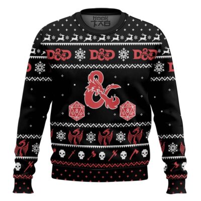 Hooktab Dragon Dice Dungeons & Dragons Ugly Christmas Sweater