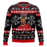 Hooktab Drake Started From The Bottom Now We’re Deer Ugly Christmas Sweater