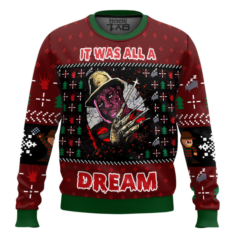 Hooktab Dream The Notorious B.I.G Freddy Krueger Ugly Christmas Sweater
