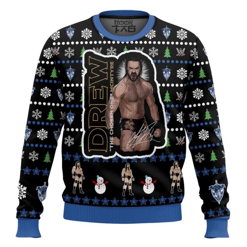Hooktab Drew Mcintyre The Chosen One WWE Ugly Christmas Sweater