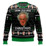 Hooktab Drink Feck Arse Father Ted Ugly Christmas Sweater