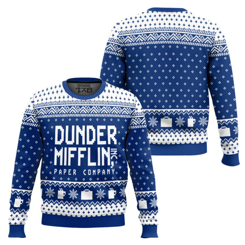Hooktab Dunder Mifflin Paper Company The Office Ugly Christmas Sweater Hooktab Dunder Mifflin Paper Company The Office Ugly Christmas Sweater