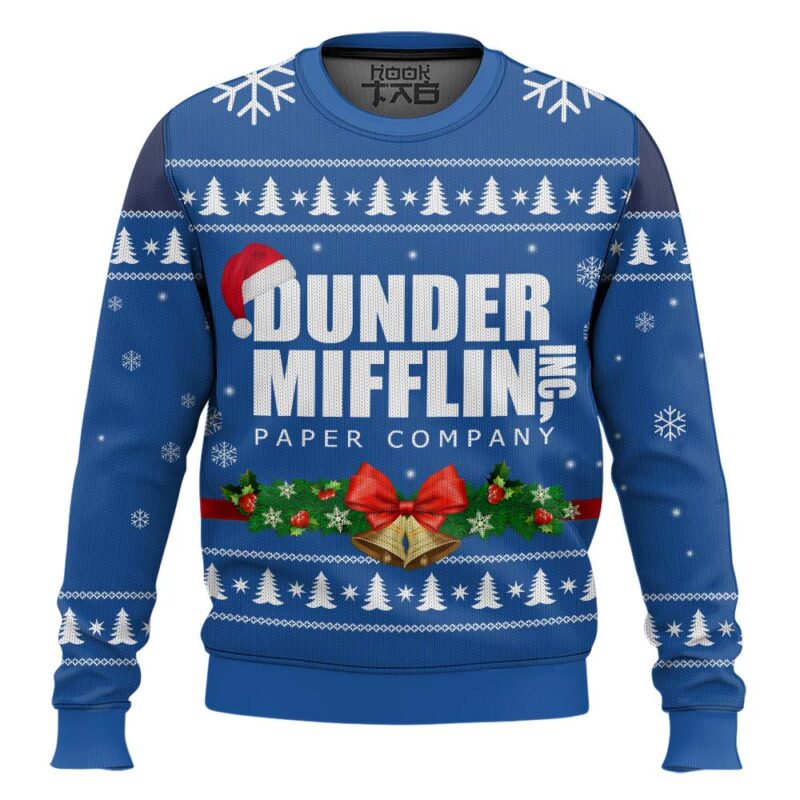 Hooktab Dunder Mifflin Paper Company Ugly Christmas Sweater Hooktab Dunder Mifflin Paper Company Ugly Christmas Sweater