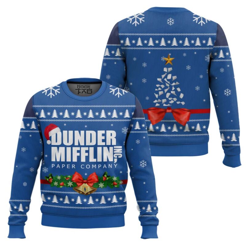 Hooktab Dunder Mifflin Paper Company Ugly Christmas Sweater Hooktab Dunder Mifflin Paper Company Ugly Christmas Sweater