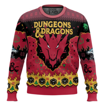 Hooktab Dungeons & Dragons Ugly Christmas Sweater