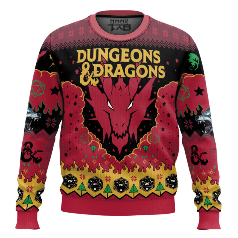 Hooktab Dungeons & Dragons Ugly Christmas Sweater Hooktab Dungeons & Dragons Ugly Christmas Sweater