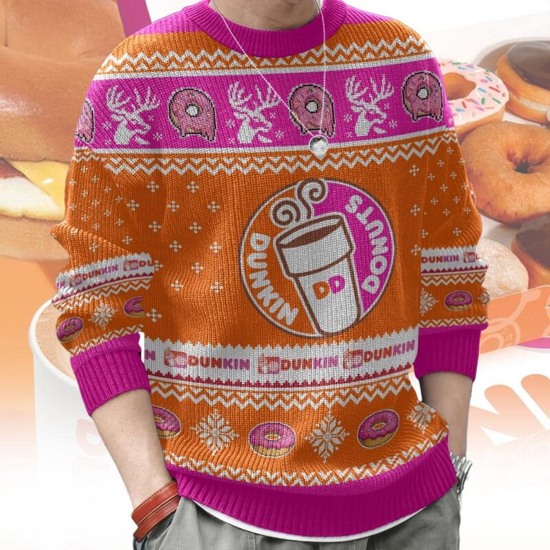 Hooktab Dunkin’ Donuts Ugly Christmas Sweater Hooktab Dunkin’ Donuts Ugly Christmas Sweater