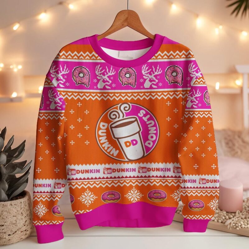 Hooktab Dunkin’ Donuts Ugly Christmas Sweater Hooktab Dunkin’ Donuts Ugly Christmas Sweater