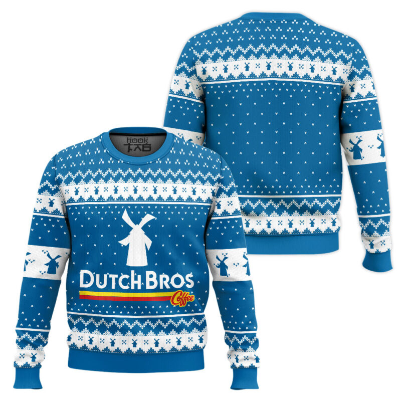 Hooktab Dutch Bros Coffee Ugly Christmas Sweater Hooktab Dutch Bros Coffee Ugly Christmas Sweater