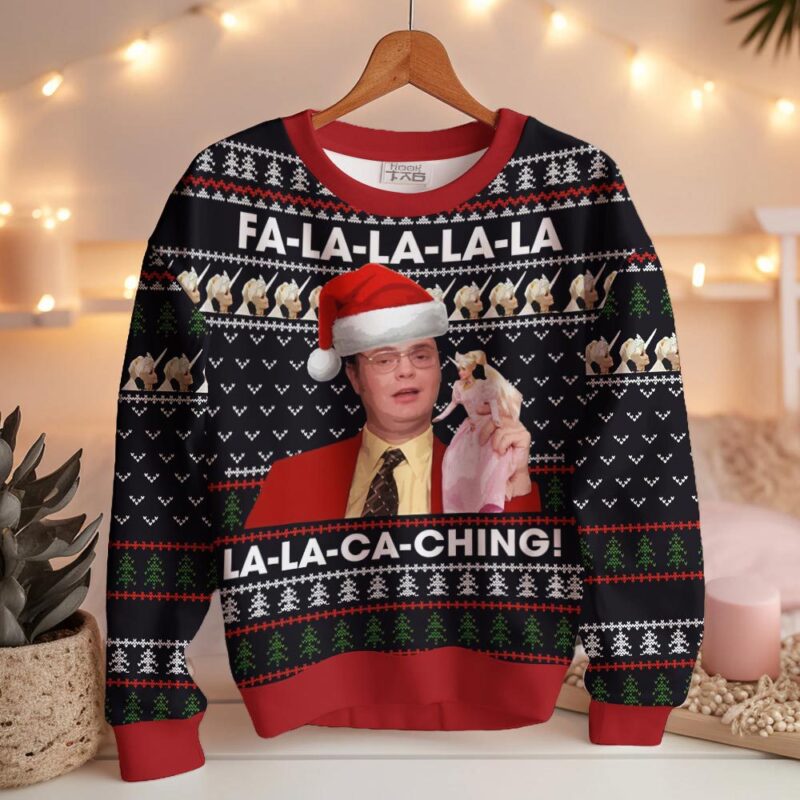 Hooktab Dwight Schrute Fa La La The Office Ugly Christmas Sweater Hooktab Dwight Schrute Fa La La The Office Ugly Christmas Sweater