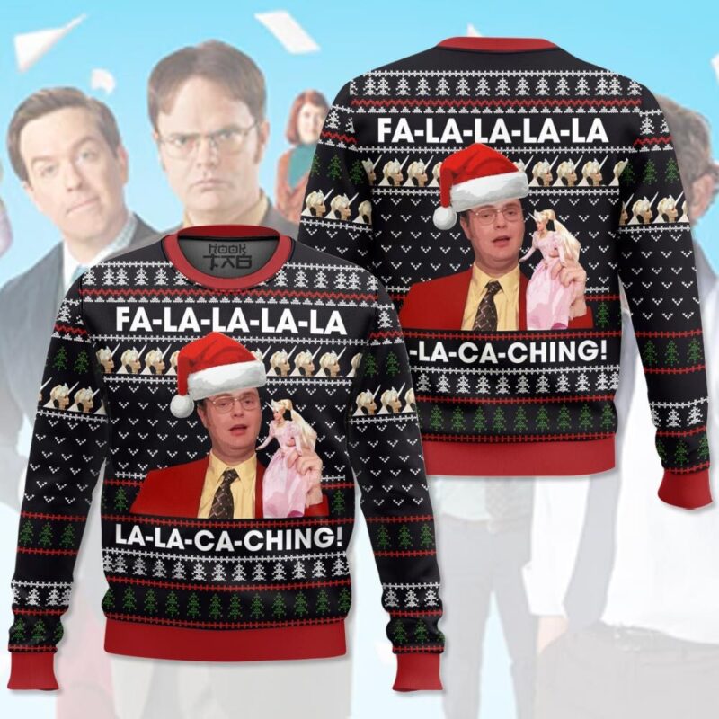 Hooktab Dwight Schrute Fa La La The Office Ugly Christmas Sweater Hooktab Dwight Schrute Fa La La The Office Ugly Christmas Sweater