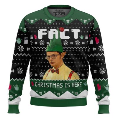 Hooktab Dwight Schrute Fact The Office Ugly Christmas Sweater