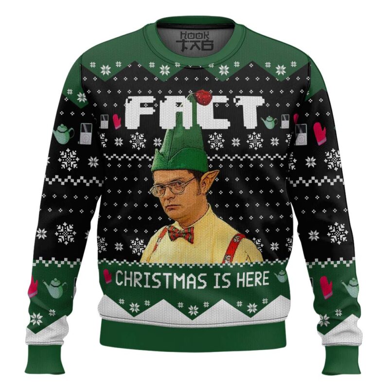 Hooktab Dwight Schrute Fact The Office Ugly Christmas Sweater