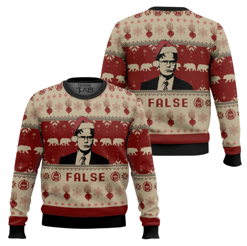 Hooktab Dwight Schrute False The Office Ugly Christmas Sweater Hooktab Dwight Schrute False The Office Ugly Christmas Sweater