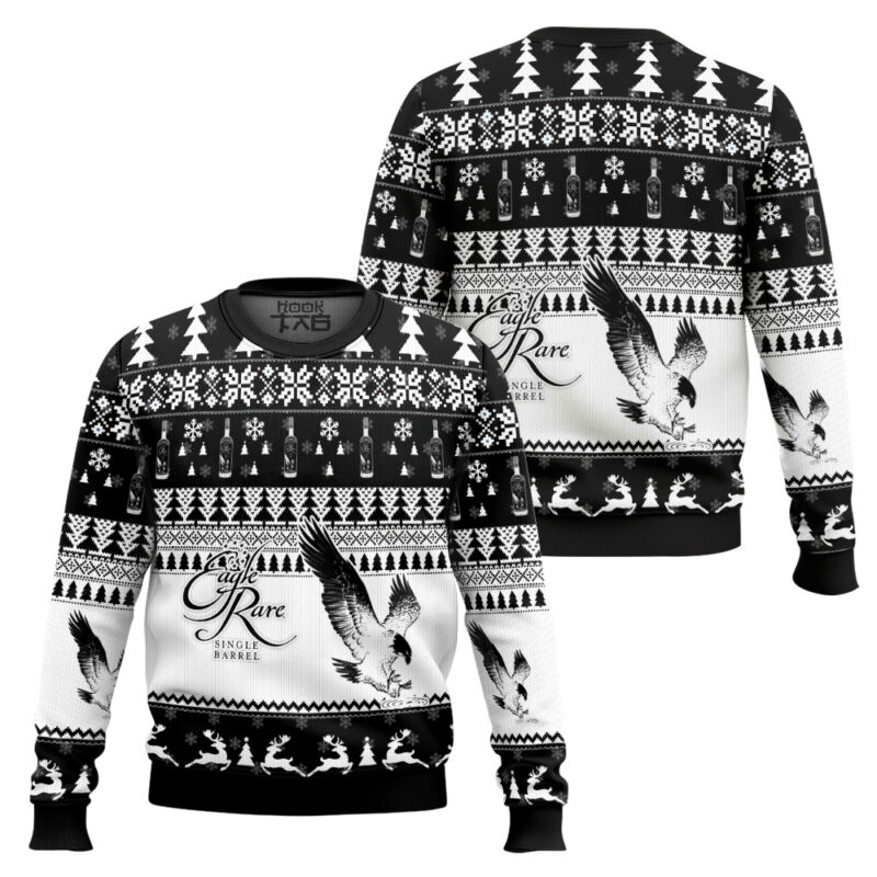 Hooktab Eagle Rare Single Barrel Bourbon Whiskey Ugly Christmas Sweater Hooktab Eagle Rare Single Barrel Bourbon Whiskey Ugly Christmas Sweater