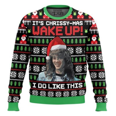 Hooktab Eddie Munson It's Chrissy-mas Stranger Things Ugly Christmas Sweater