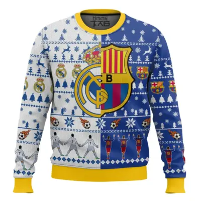 Hooktab El Clasico Barcelona vs Real Madrid Ugly Christmas Sweater