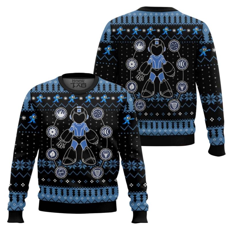 Hooktab Elemental Weapon Mega Man Ugly Christmas Sweater Hooktab Elemental Weapon Mega Man Ugly Christmas Sweater