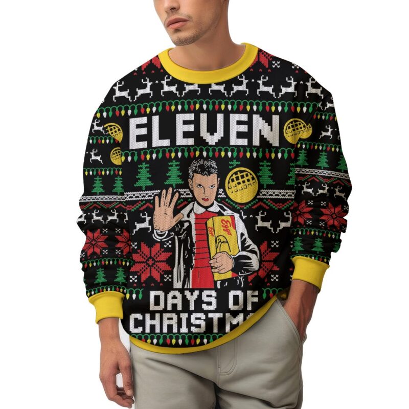Hooktab Eleven Days Of Xmas Stranger Things Ugly Christmas Sweater Hooktab Eleven Days Of Xmas Stranger Things Ugly Christmas Sweater