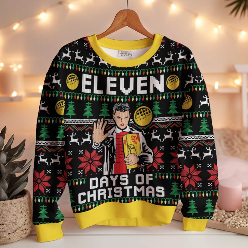 Hooktab Eleven Days Of Xmas Stranger Things Ugly Christmas Sweater Hooktab Eleven Days Of Xmas Stranger Things Ugly Christmas Sweater