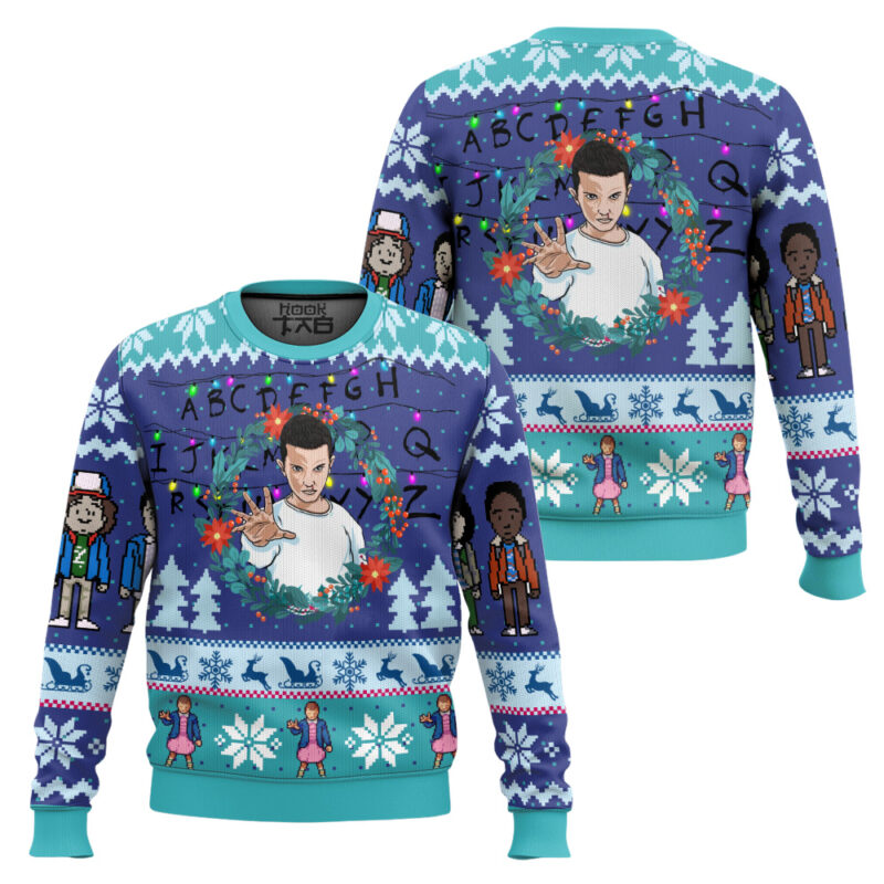 Hooktab Eleven Stranger Things Ugly Christmas Sweater Hooktab Eleven Stranger Things Ugly Christmas Sweater
