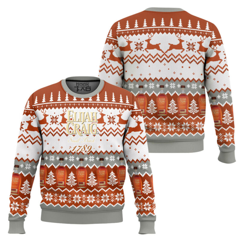 Hooktab Elijah Craig Bourbon Small Batch 1789 Ugly Christmas Sweater Hooktab Elijah Craig Bourbon Small Batch 1789 Ugly Christmas Sweater