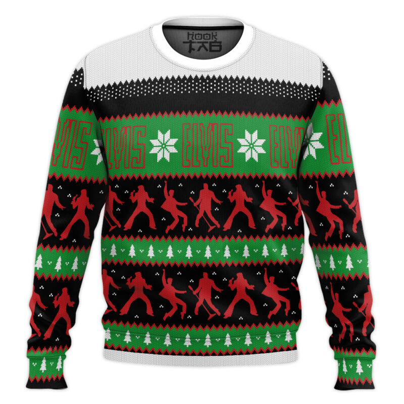 Hooktab Elv Dancing Elvis Presley Ugly Christmas Sweater
