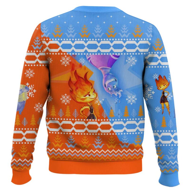 Hooktab Ember And Wave Elemental Ugly Christmas Sweater Hooktab Ember And Wave Elemental Ugly Christmas Sweater