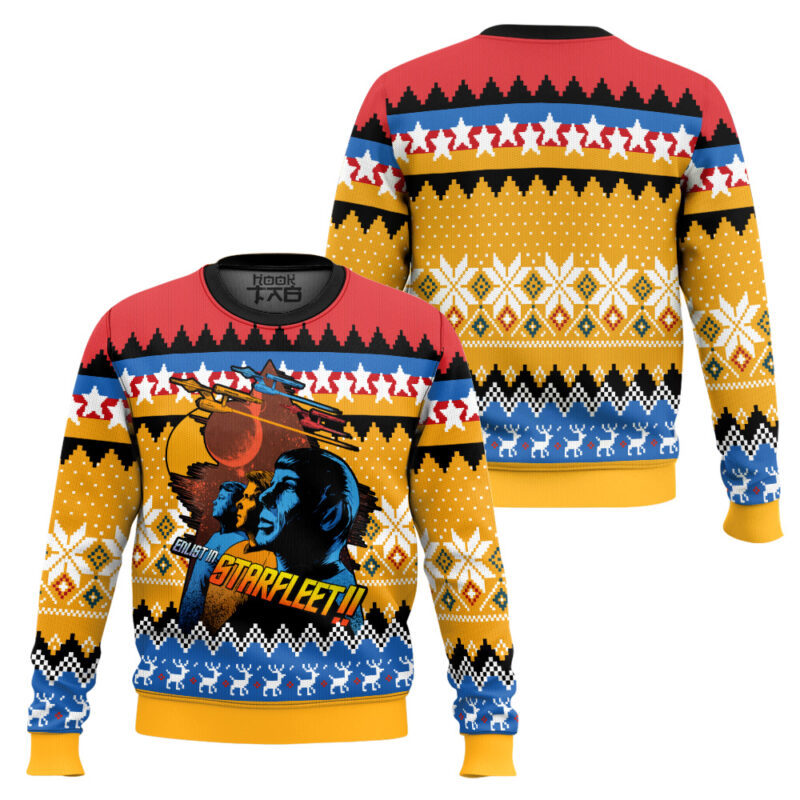 Hooktab Enlist In Starfleet! Star Trek Ugly Christmas Sweater Hooktab Enlist In Starfleet! Star Trek Ugly Christmas Sweater