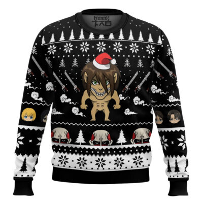 Hooktab Eren Attack On Titan Ugly Christmas Sweater