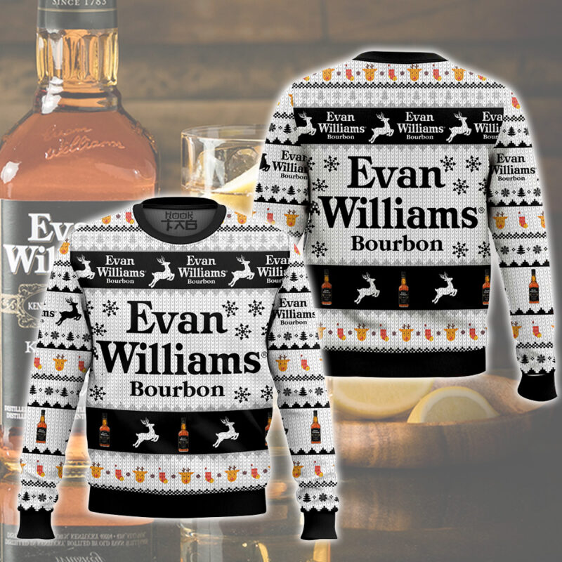 Hooktab Evan Williams Bourbon Ugly Christmas Sweater Hooktab Evan Williams Bourbon Ugly Christmas Sweater
