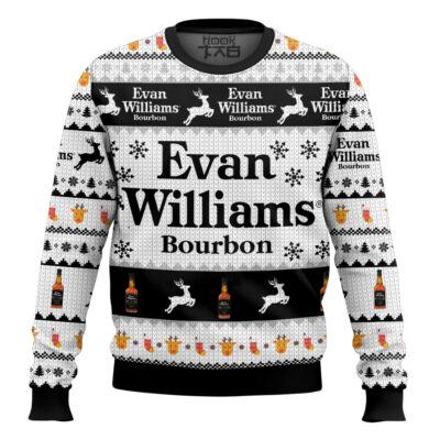 Hooktab Evan Williams Bourbon Ugly Christmas Sweater