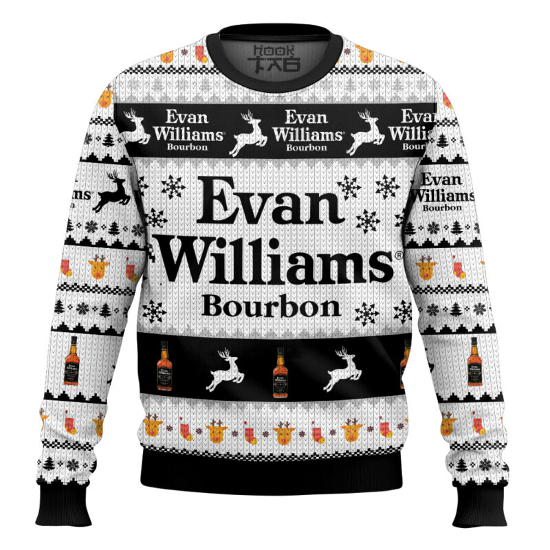 Hooktab Evan Williams Bourbon Ugly Christmas Sweater