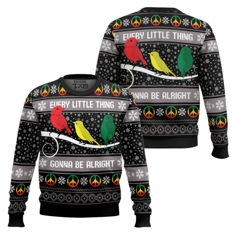 Hooktab Every Little Thing Gonnar Be Alright Bob Marley Ugly Christmas Sweater Hooktab Every Little Thing Gonnar Be Alright Bob Marley Ugly Christmas Sweater
