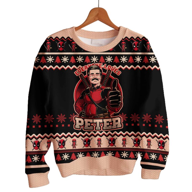 Hooktab Everyone Loves Petter Deadpool Ugly Christmas Sweater Hooktab Everyone Loves Petter Deadpool Ugly Christmas Sweater