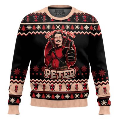 Hooktab Everyone Loves Petter Deadpool Ugly Christmas Sweater
