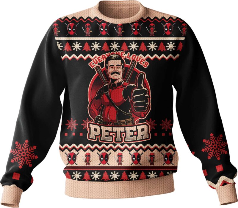 Hooktab Everyone Loves Petter Deadpool Ugly Christmas Sweater Hooktab Everyone Loves Petter Deadpool Ugly Christmas Sweater