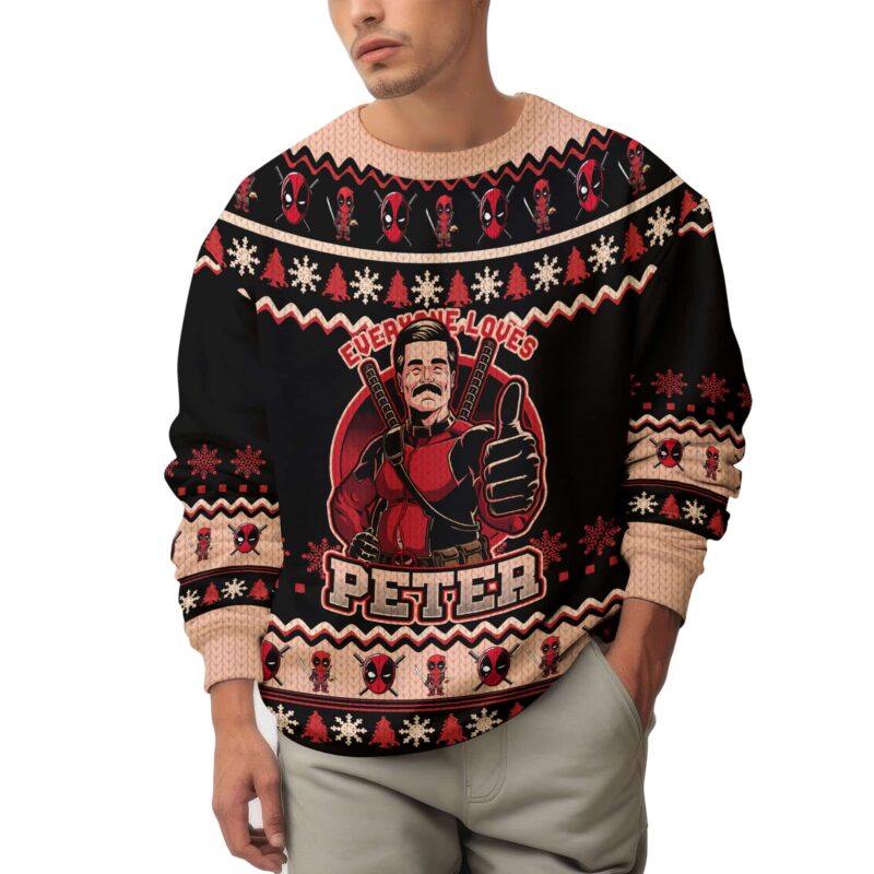 Hooktab Everyone Loves Petter Deadpool Ugly Christmas Sweater Hooktab Everyone Loves Petter Deadpool Ugly Christmas Sweater