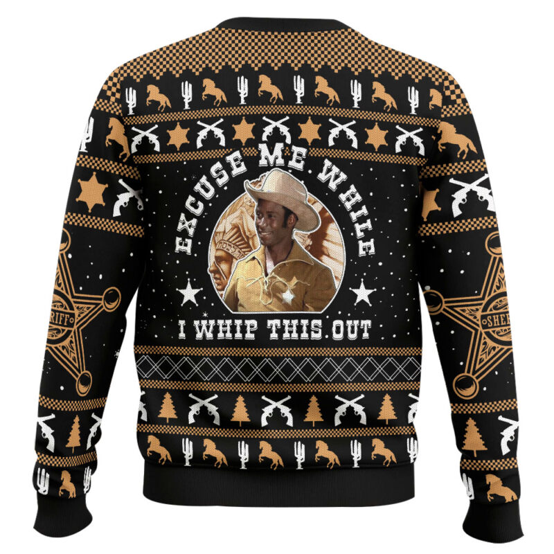 Hooktab Excuse Me While I Whip This Out Blazing Saddles 1974 Ugly Christmas Sweater Hooktab Excuse Me While I Whip This Out Blazing Saddles 1974 Ugly Christmas Sweater