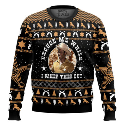 Hooktab Excuse Me While I Whip This Out Blazing Saddles 1974 Ugly Christmas Sweater