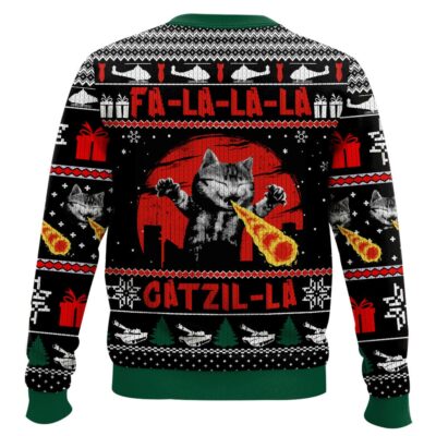 Hooktab Fa-La-La-La Catzila Ugly Christmas Sweater