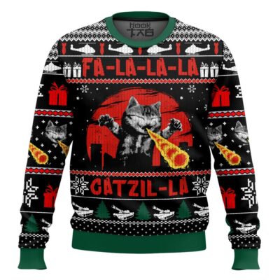 Hooktab Fa-La-La-La Catzila Ugly Christmas Sweater