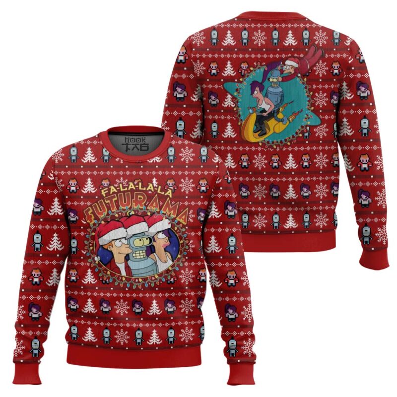Hooktab Fa-la-la-la Futurama Ugly Christmas Sweater Hooktab Fa-la-la-la Futurama Ugly Christmas Sweater