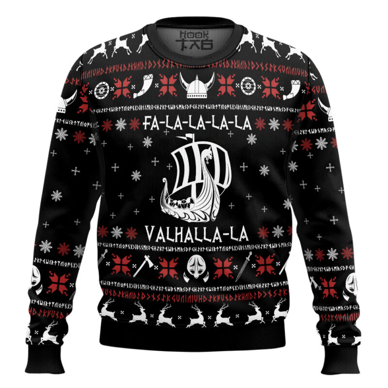 Hooktab Fa-La-La Valhalla-La Viking Ugly Christmas Sweater