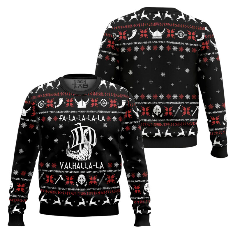 Hooktab Fa-La-La Valhalla-La Viking Ugly Christmas Sweater Hooktab Fa-La-La Valhalla-La Viking Ugly Christmas Sweater